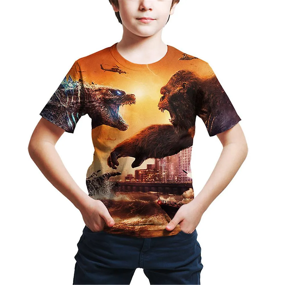 4-9 años Niños Godzilla vs Kong Impreso Casual Camiseta Manga Corta Tops Regalos