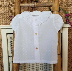 A Blusa Bebé Infantil Plumeti 100% Algodón R130429 Blanca