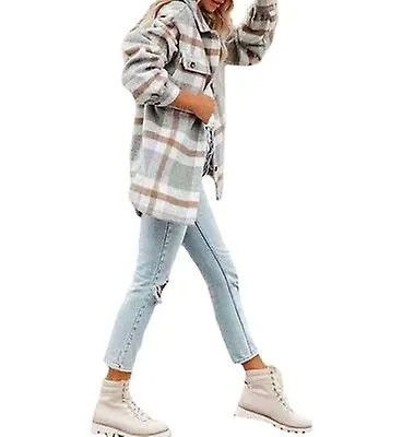 Autumn and winter long-sleeved loose plaid shirt  jacket women