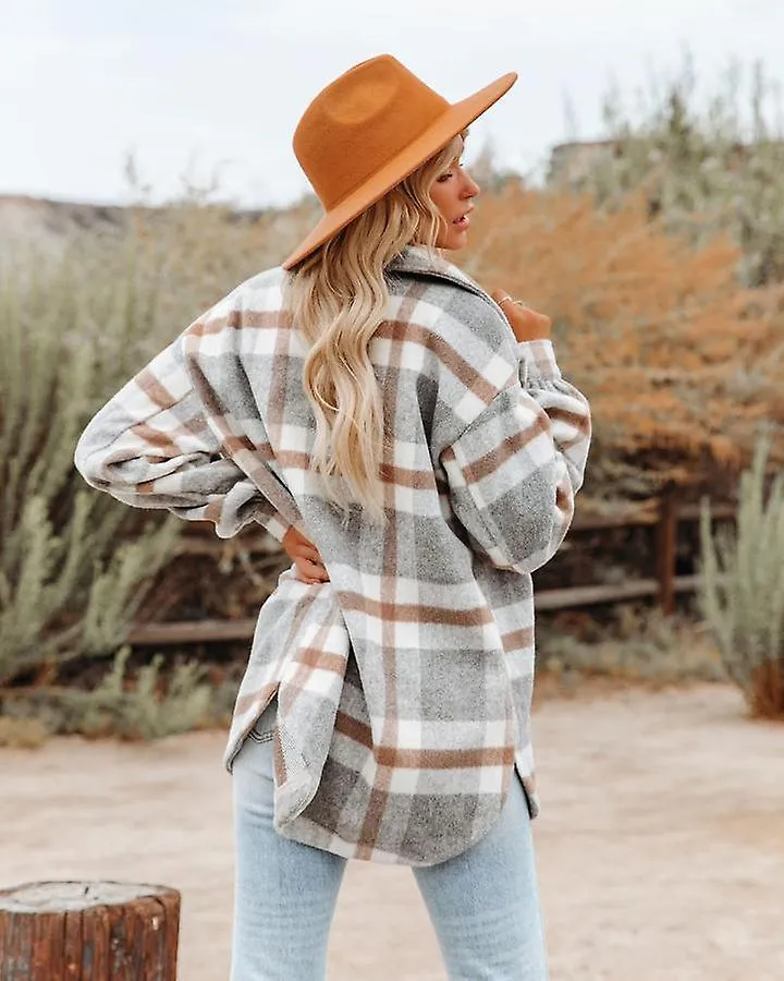 Autumn and winter long-sleeved loose plaid shirt  jacket women