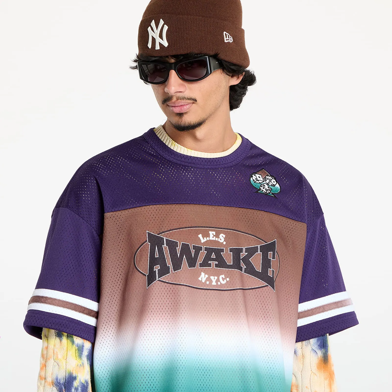 Awake NY Dres Mesh Football Jersey Brown Multi S