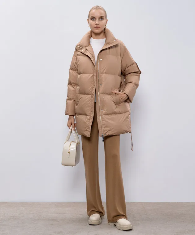 Be Florence Beige leather down jacket