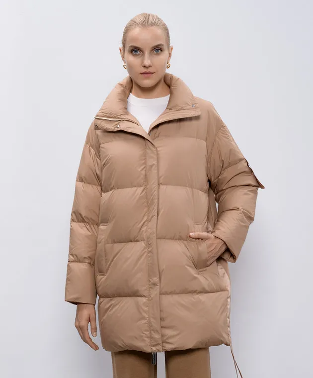 Be Florence Beige leather down jacket