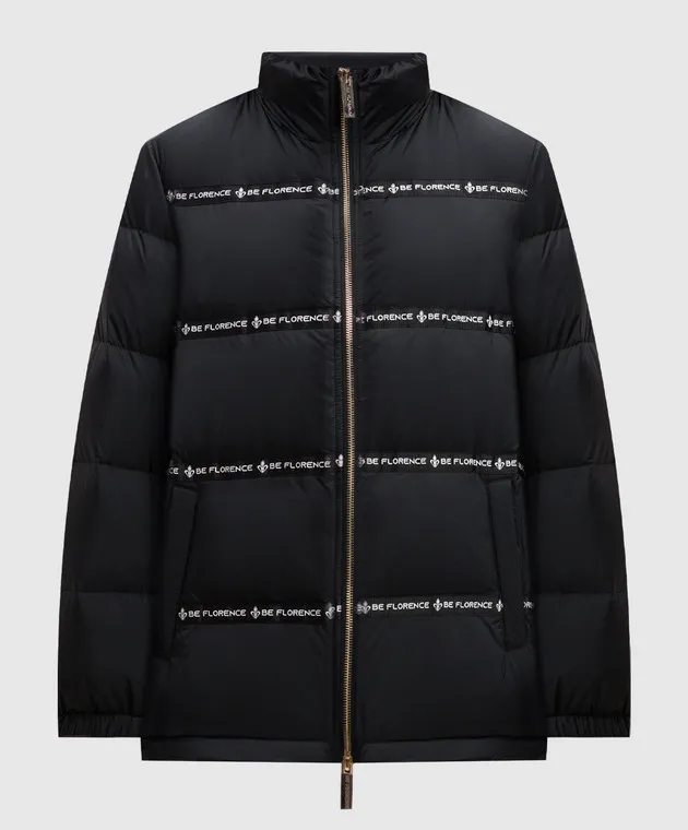 Be Florence Black down jacket with a branded ribbon