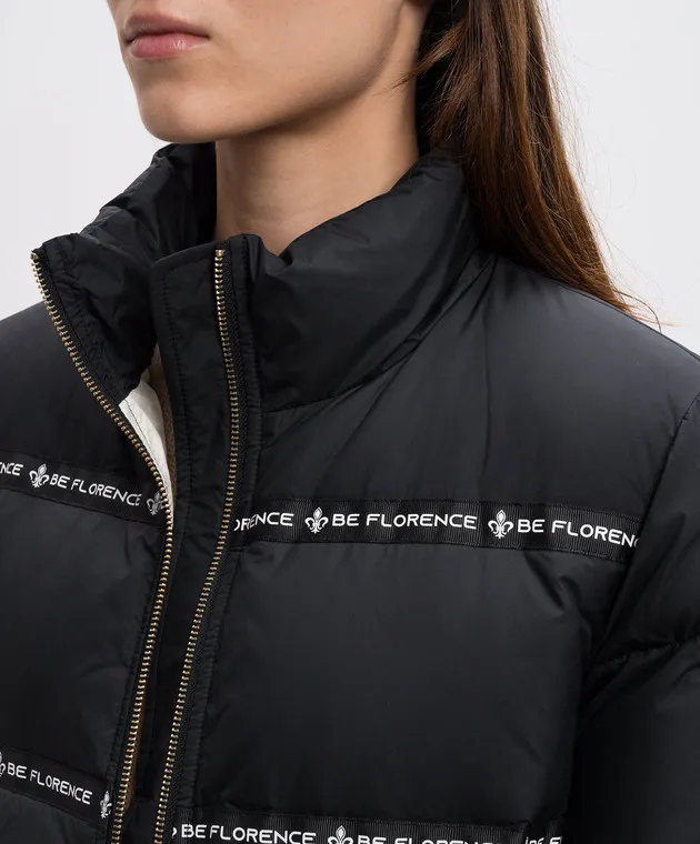 Be Florence Black down jacket with a branded ribbon