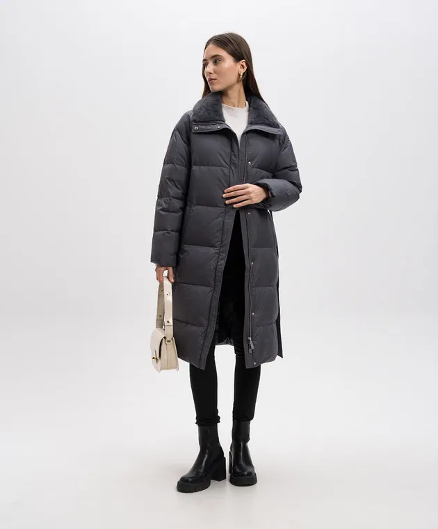 Be Florence Gray down jacket with mink fur