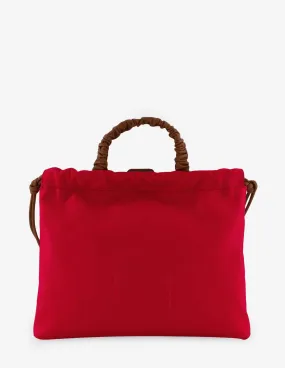 Bolso bandolera con grabado Pd al frente en color rojo para mujer