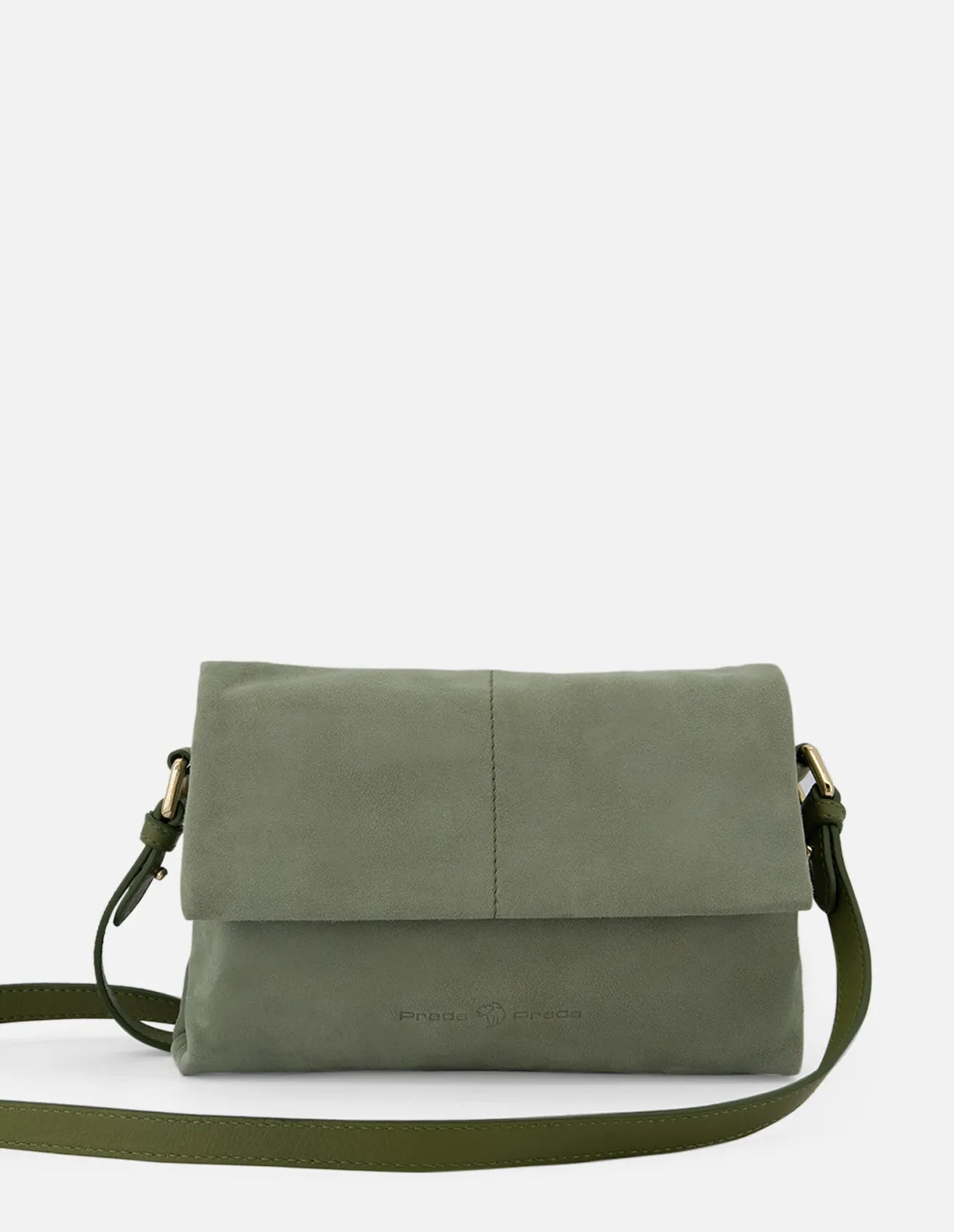 Bolso bandolera de ante en color verde para mujer