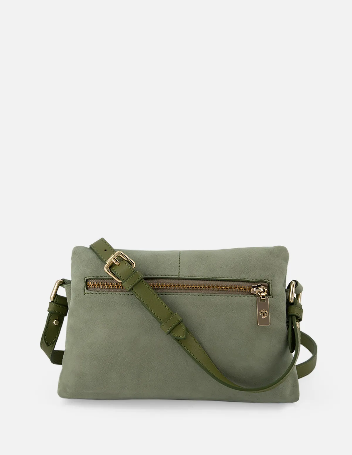 Bolso bandolera de ante en color verde para mujer