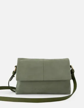 Bolso bandolera de ante en color verde para mujer