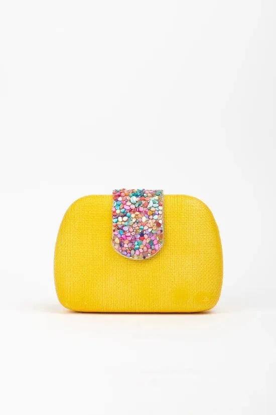 bolso clutch tupre - amarillo