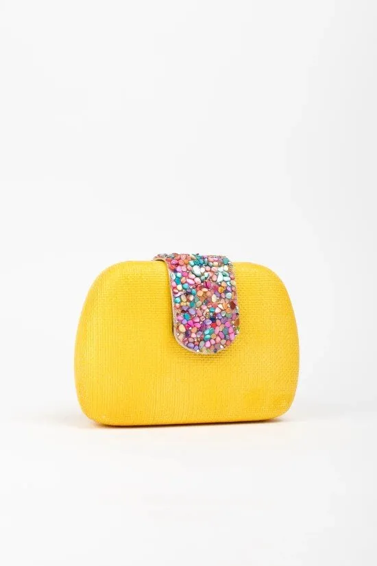 bolso clutch tupre - amarillo