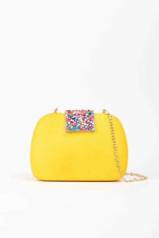 bolso clutch tupre - amarillo