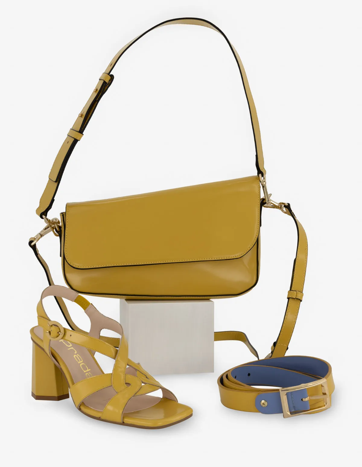 Bolso de hombro en piel florantik color amarillo asimétrico para mujer