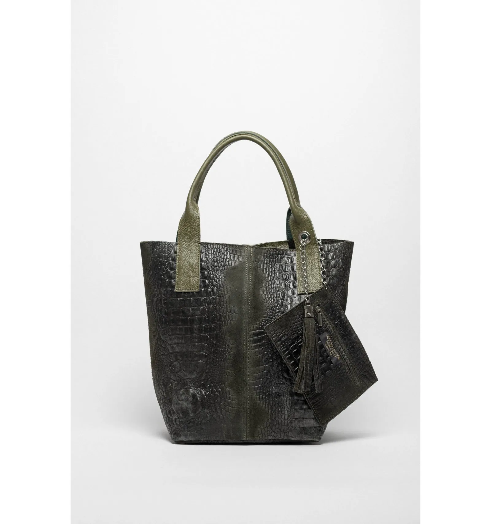 bolso de piel elena - verde oscuro