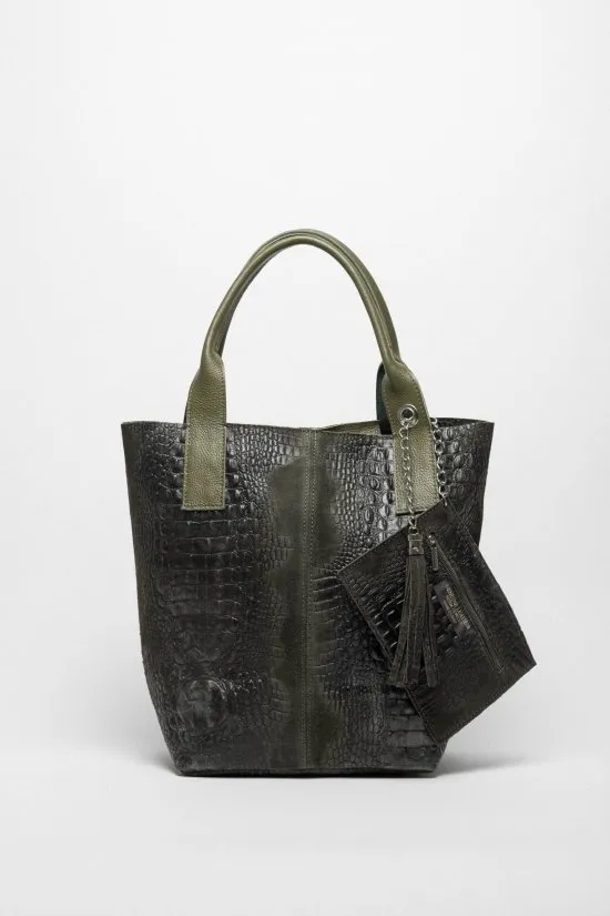 bolso de piel elena - verde oscuro