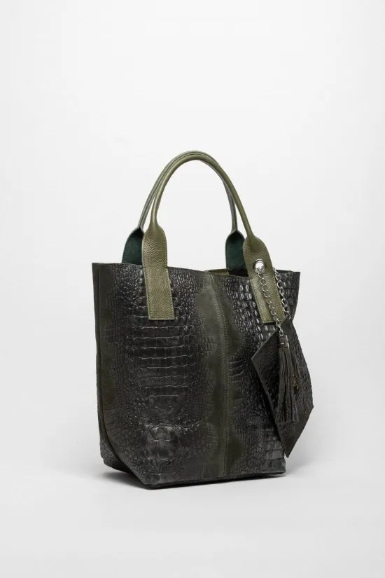 bolso de piel elena - verde oscuro