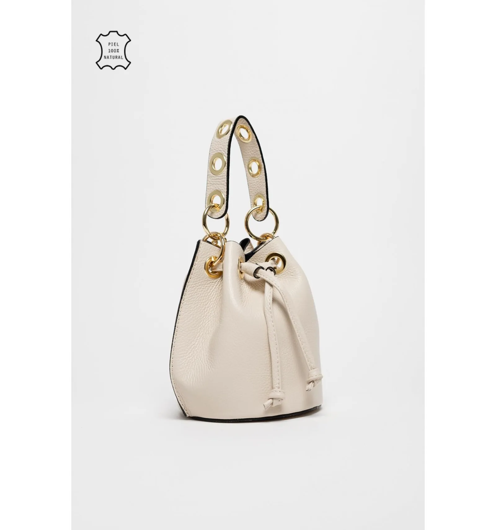 bolso de piel loupe - beige