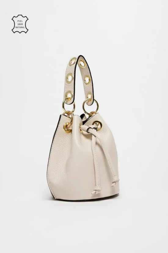 bolso de piel loupe - beige