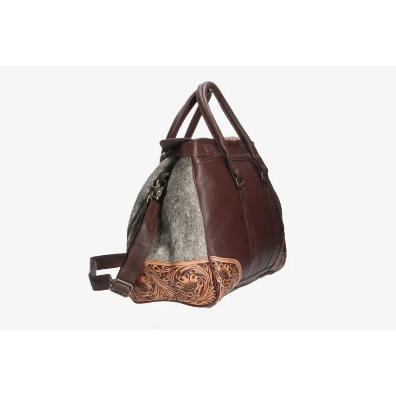 Bolso de viaje cárdeno con broche