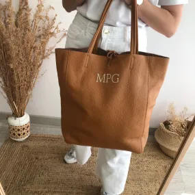 Bolso grande piel personalizado iniciales bordadas