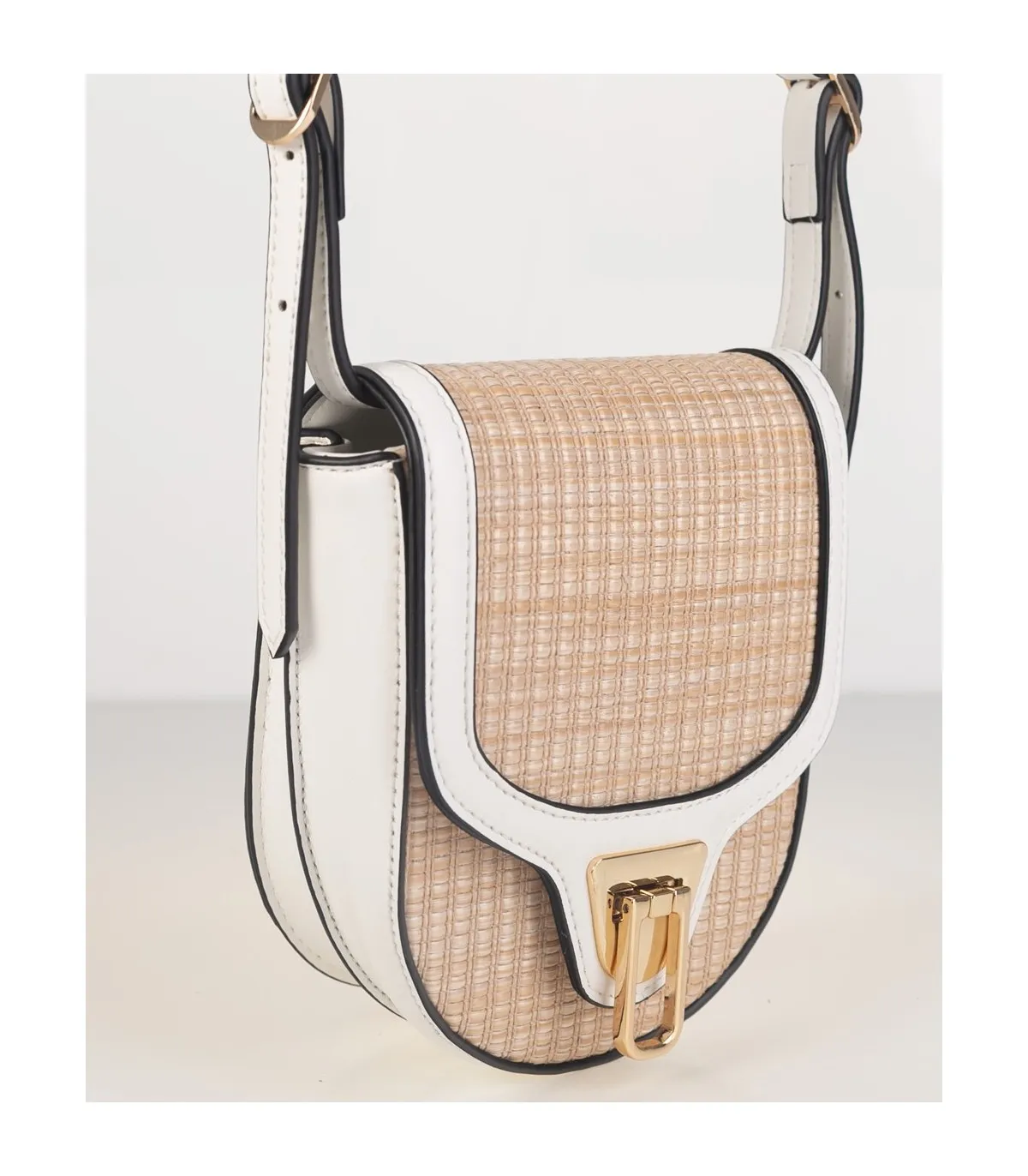 Bolso para mujer en rafia con blanco