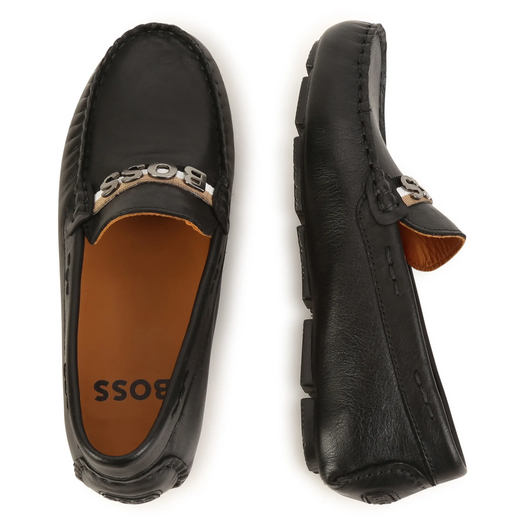 BOSS Mocasines de cuero con logo