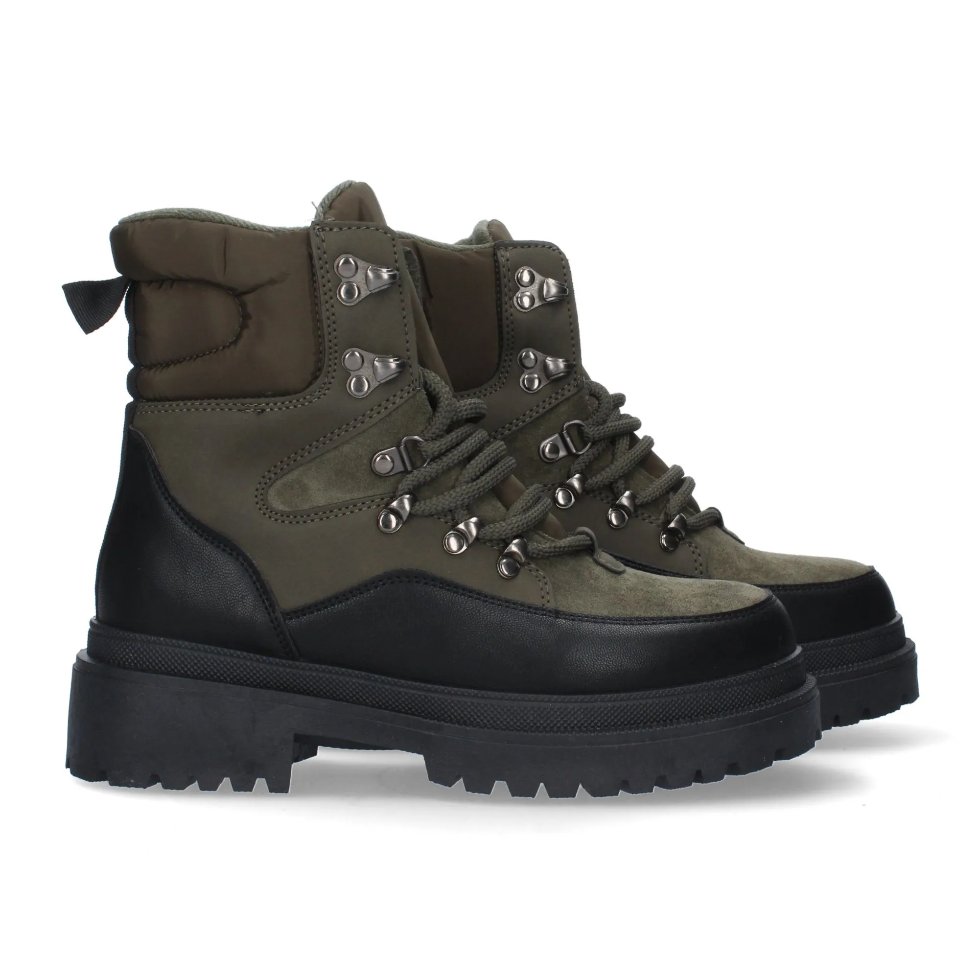 Botas de montaña planas para mujer color verde 2CD-2063