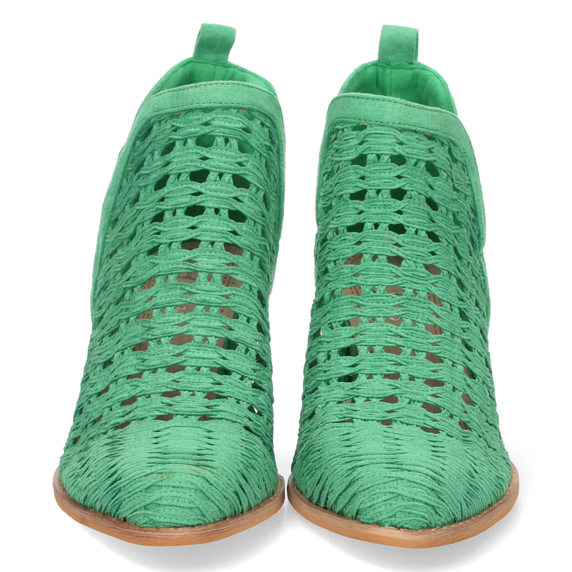 Botines estilo calado de tacón mujer color verde YZ21-71