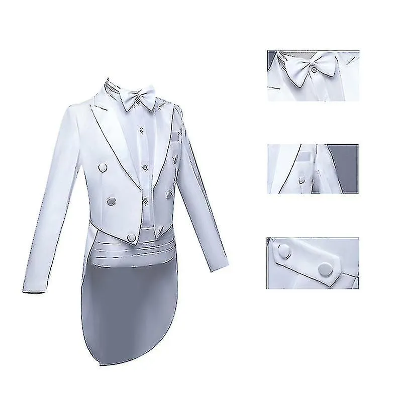 Boy's 5-piece Tuxedo Set with Dress Shirt Bow Tie Jacket and Pants