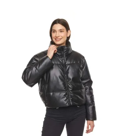 CAMPERA IMPORTADA PUFFER ECOCUERO NEGRA DAMA