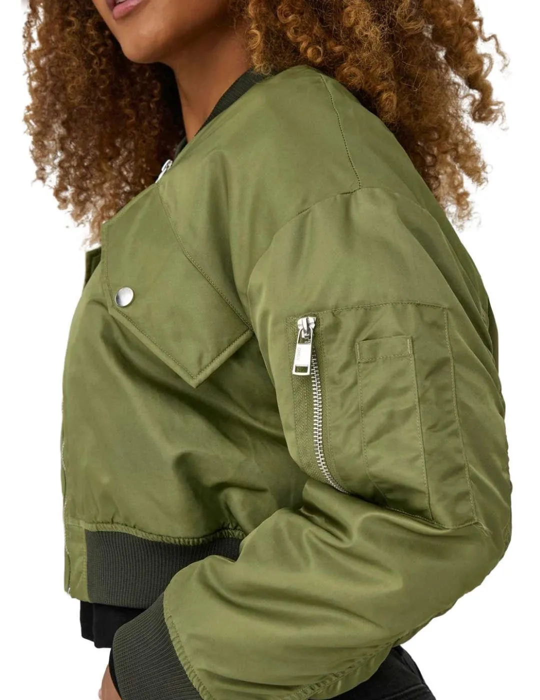 Cazadora bomber cropped Only Svea verde Regular para mujer