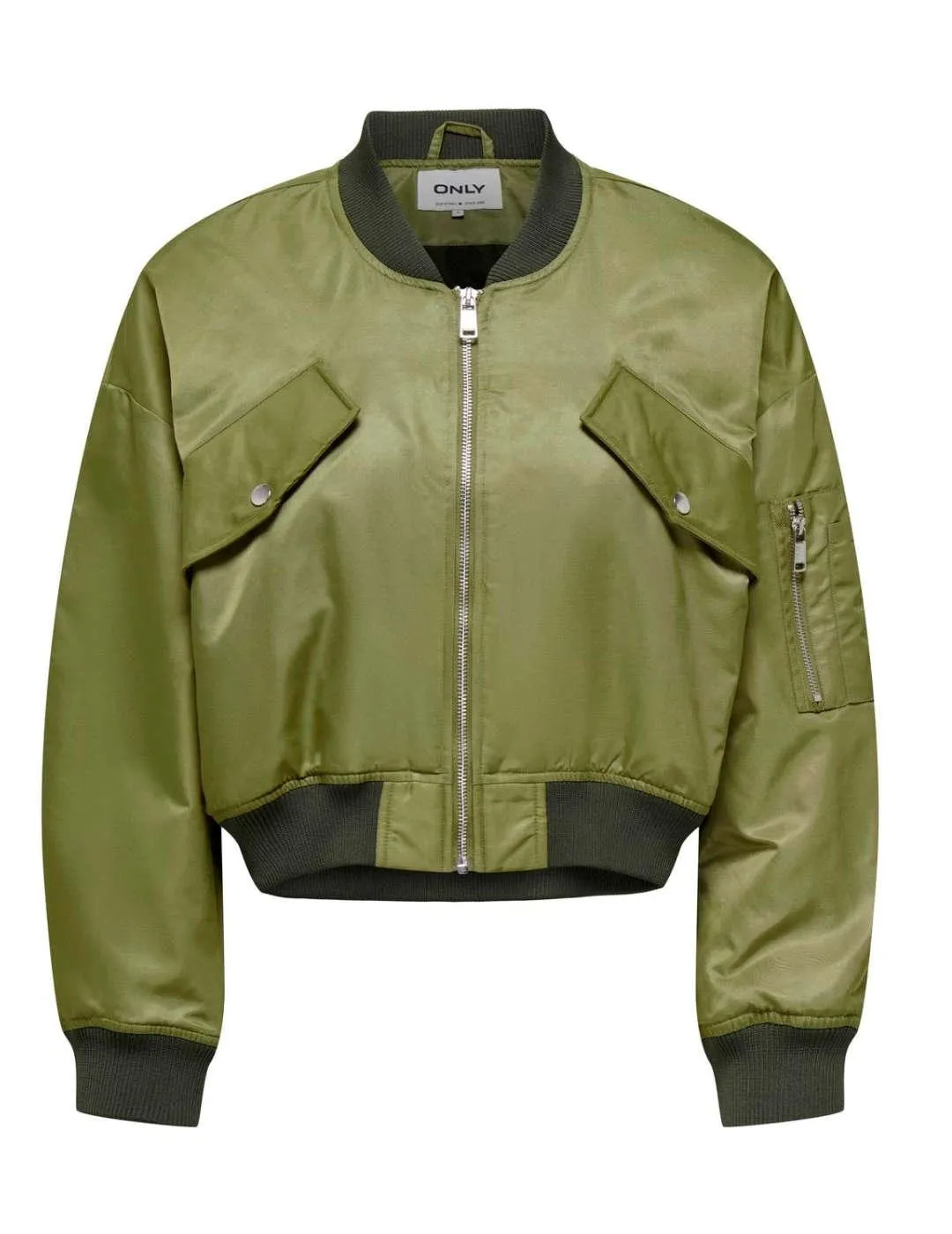 Cazadora bomber cropped Only Svea verde Regular para mujer