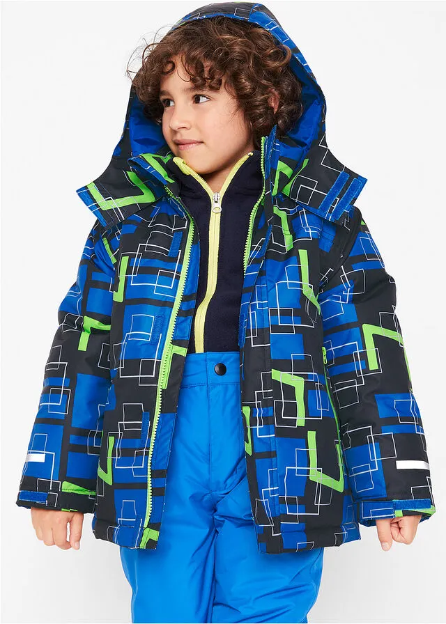 Chaqueta de esquí infantil Negro/azur/verde neón