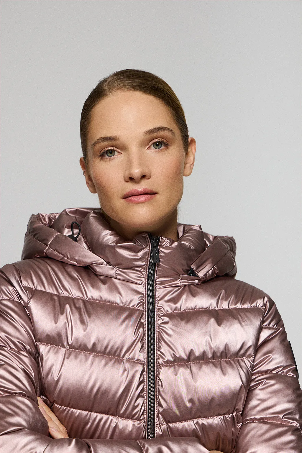 Chaqueta rosa efecto brillo Golden de capucha extraíble y detalles Polo Club