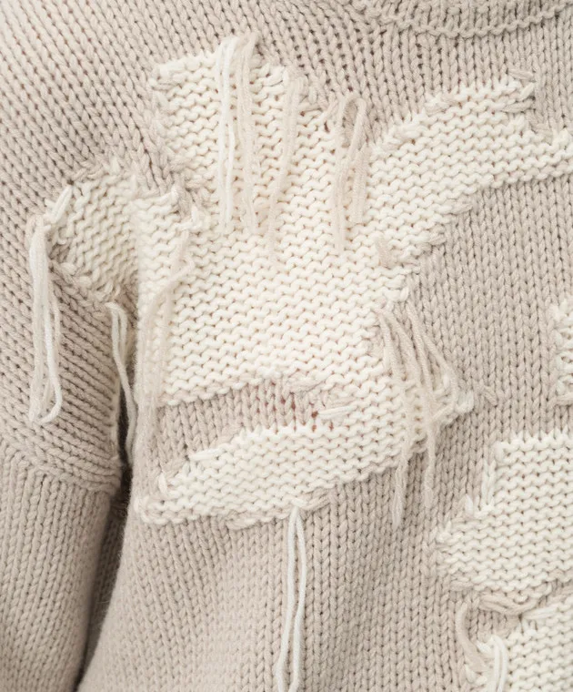 Dondup Beige Dolcevita sweater with patterned wool