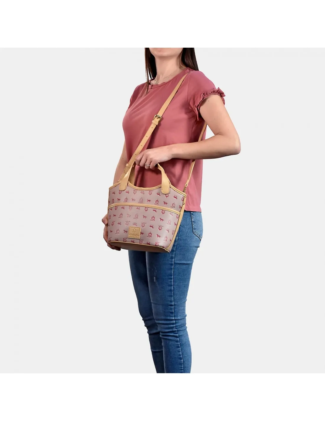 EL CABALLO bolso de mano con bandolera para mujer en calidad logo estampado sintético