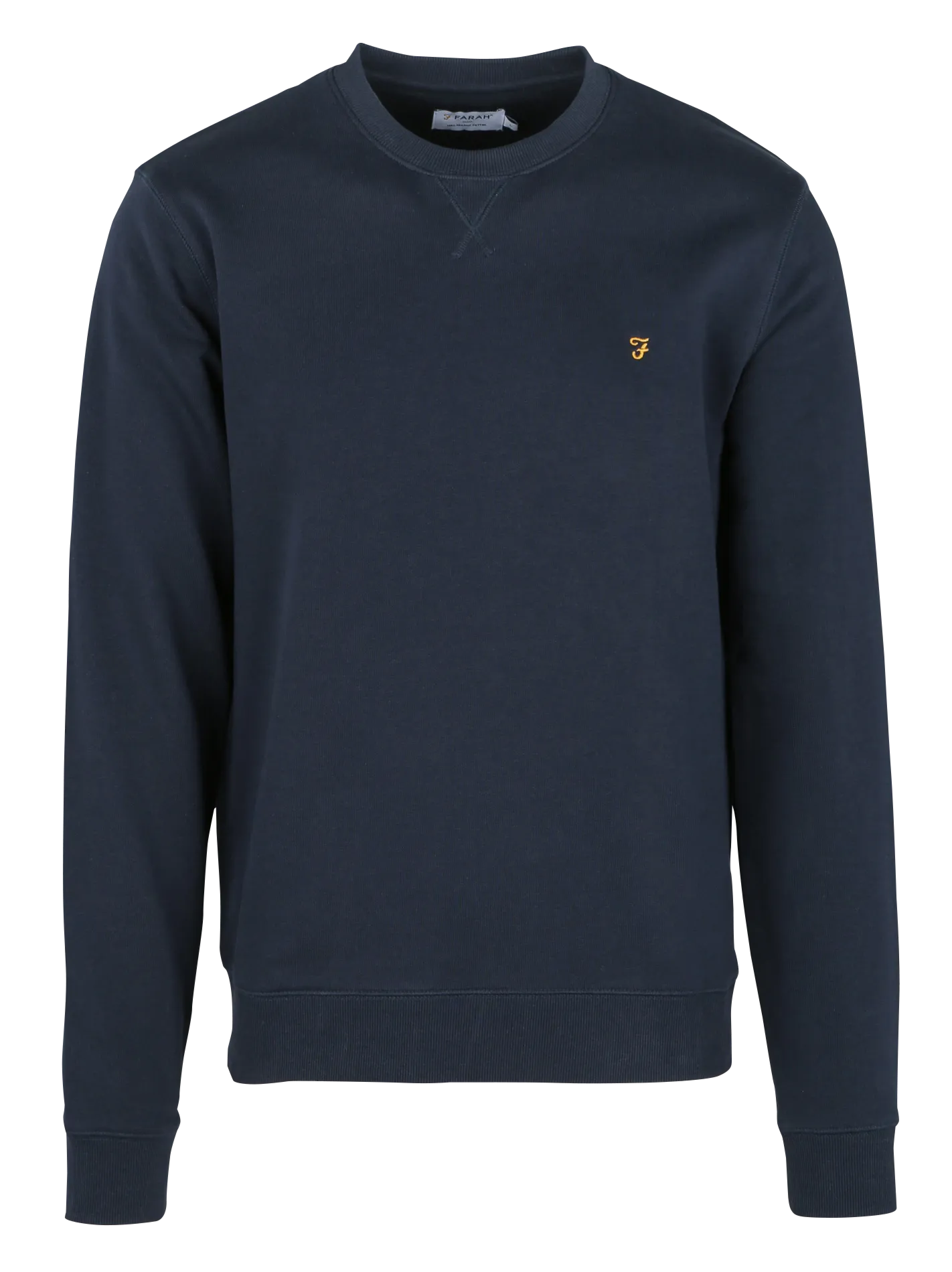 FARAH TIM - Sudadera de algodón orgánico slim fit con cuello redondo en azul