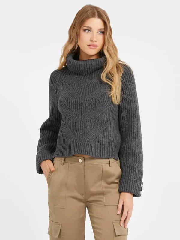 GUESS Turtle Neck Cotton Blend Sweater