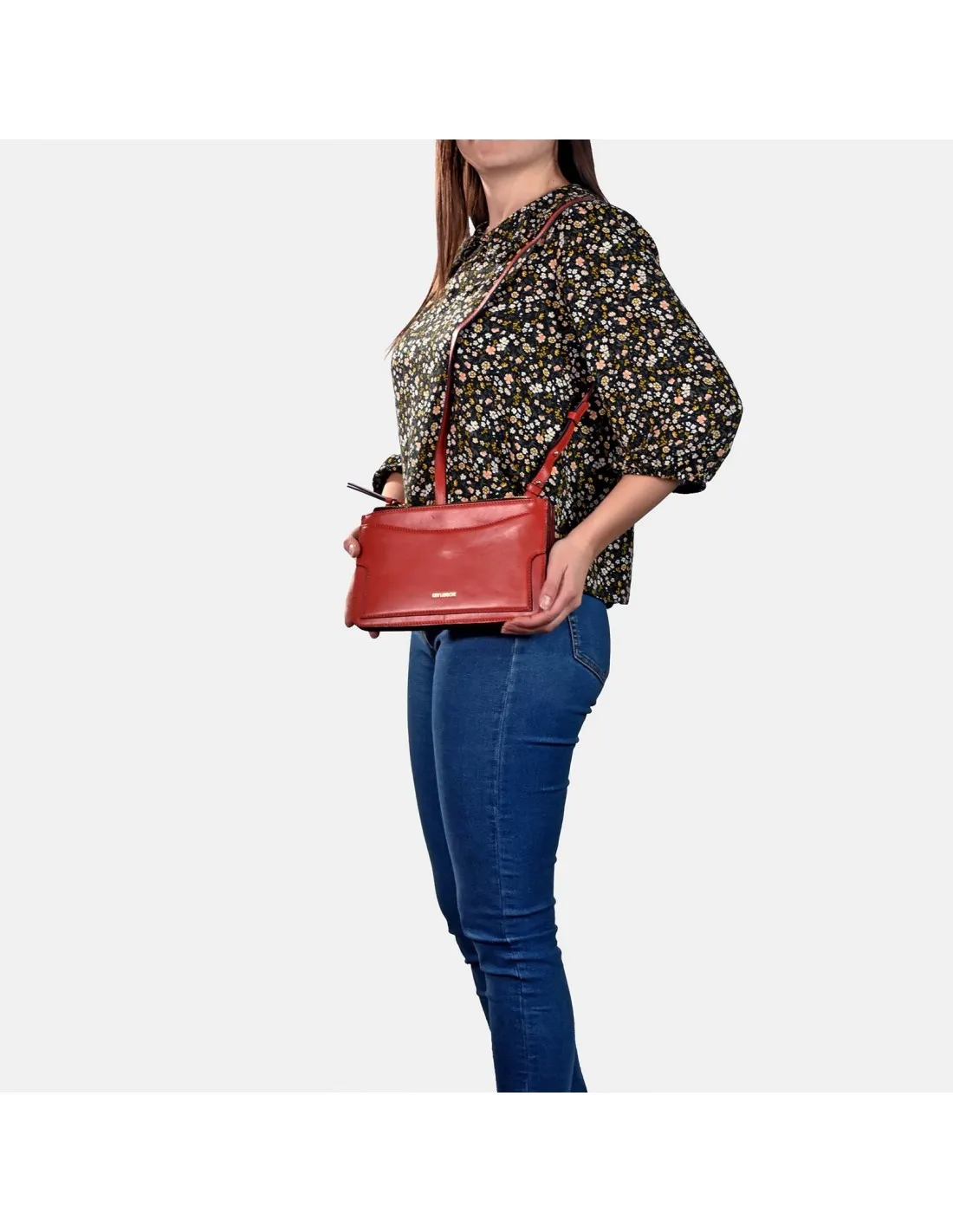 GUY LAROCHE bolso bandolera piel con fuelles para mujer