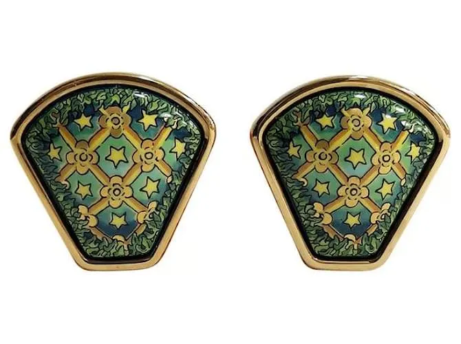 Hermès Aretes Dorado Verde 