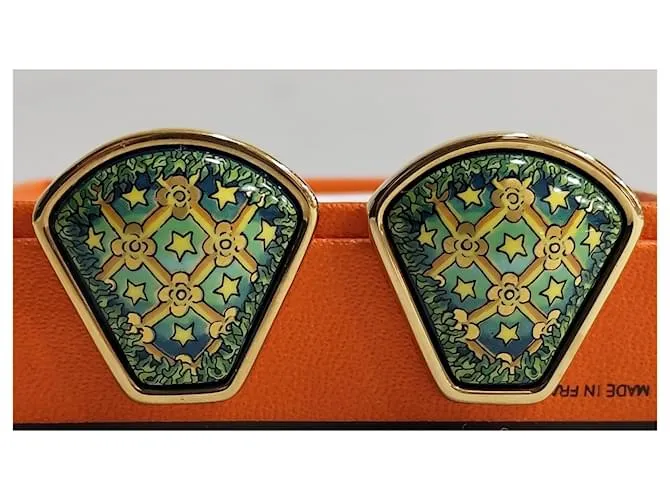 Hermès Aretes Dorado Verde 