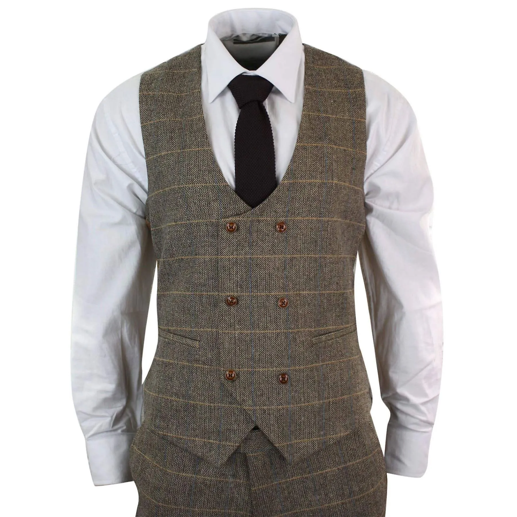 Hombre 3 piezas espiga Tweed Check Suit Tailored Fit Double Classic