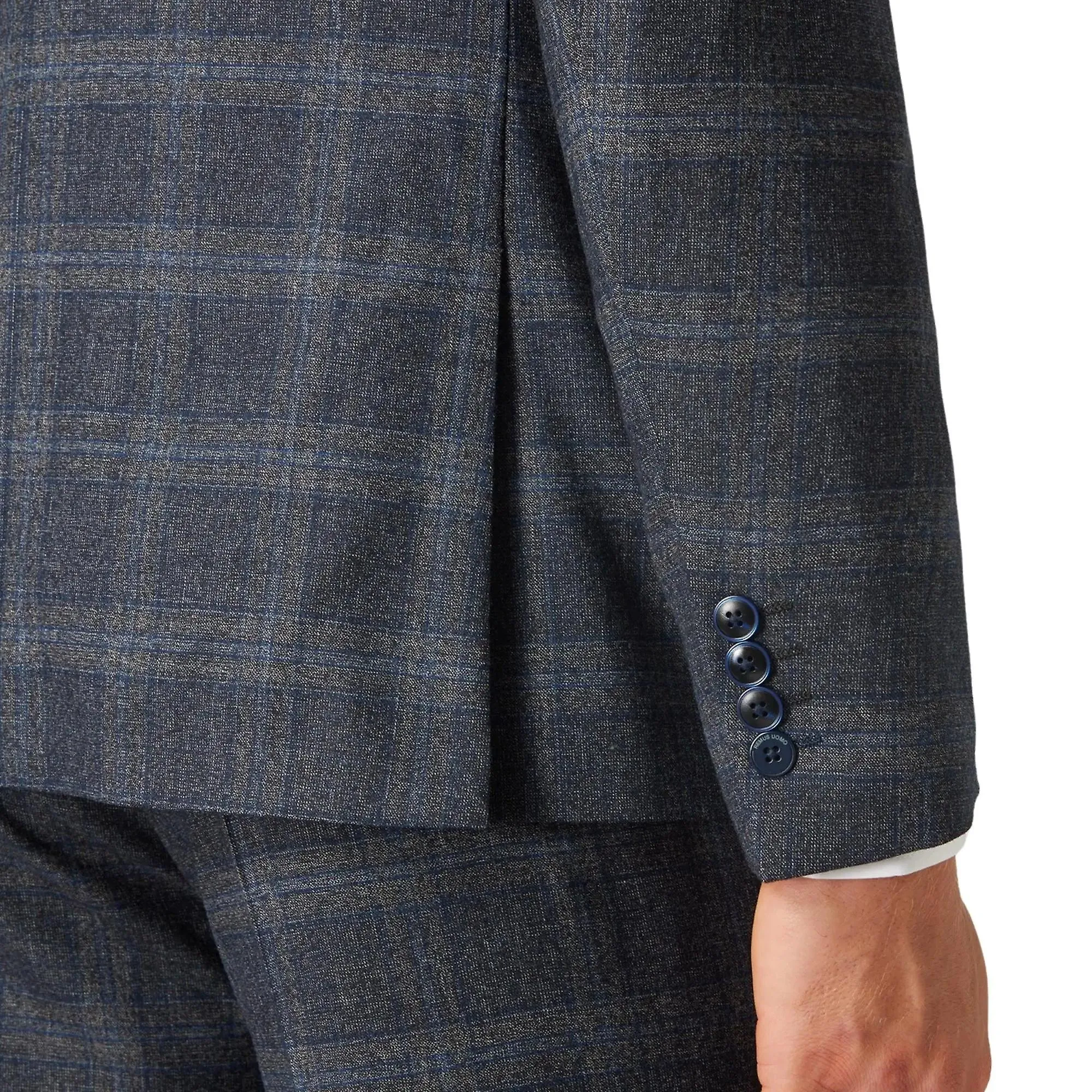 Larenzo check suit jacket - dark grey / blue