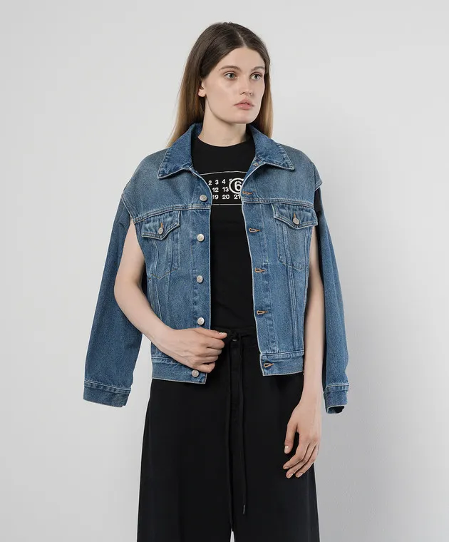 Maison Margiela MM6 Blue denim jacket with cutouts