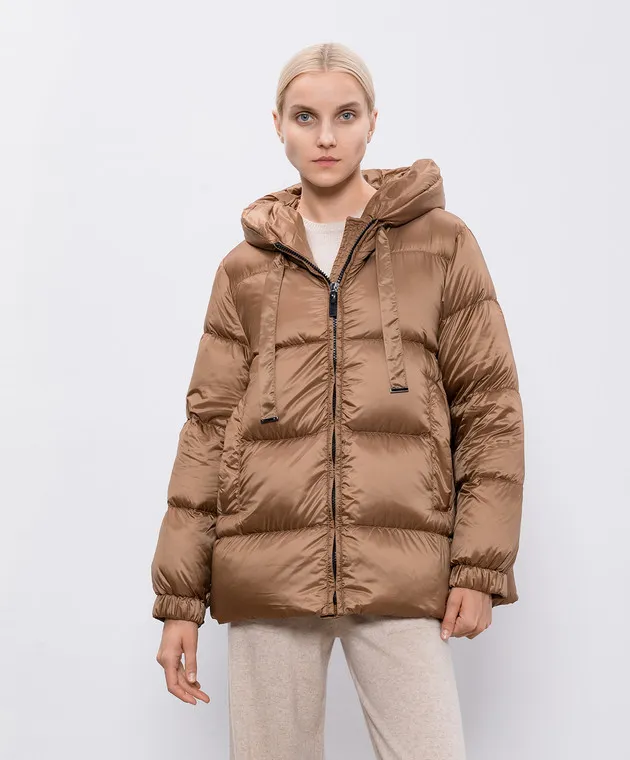 Max Mara Brown SEIA down jacket with logo