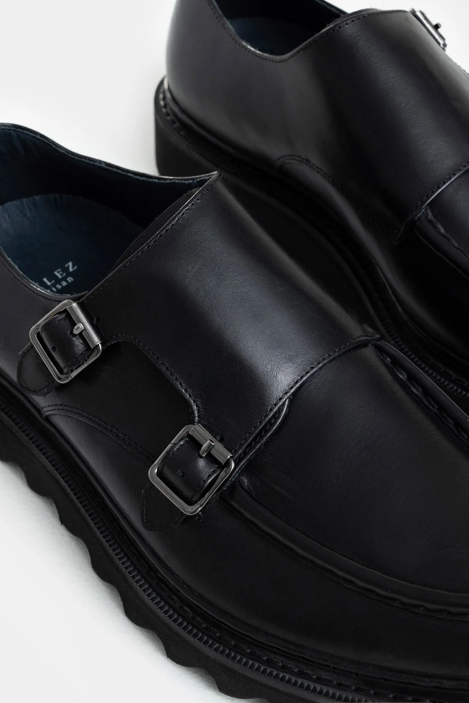 Mocasines loira de cuero para hombre silueta monkstrap