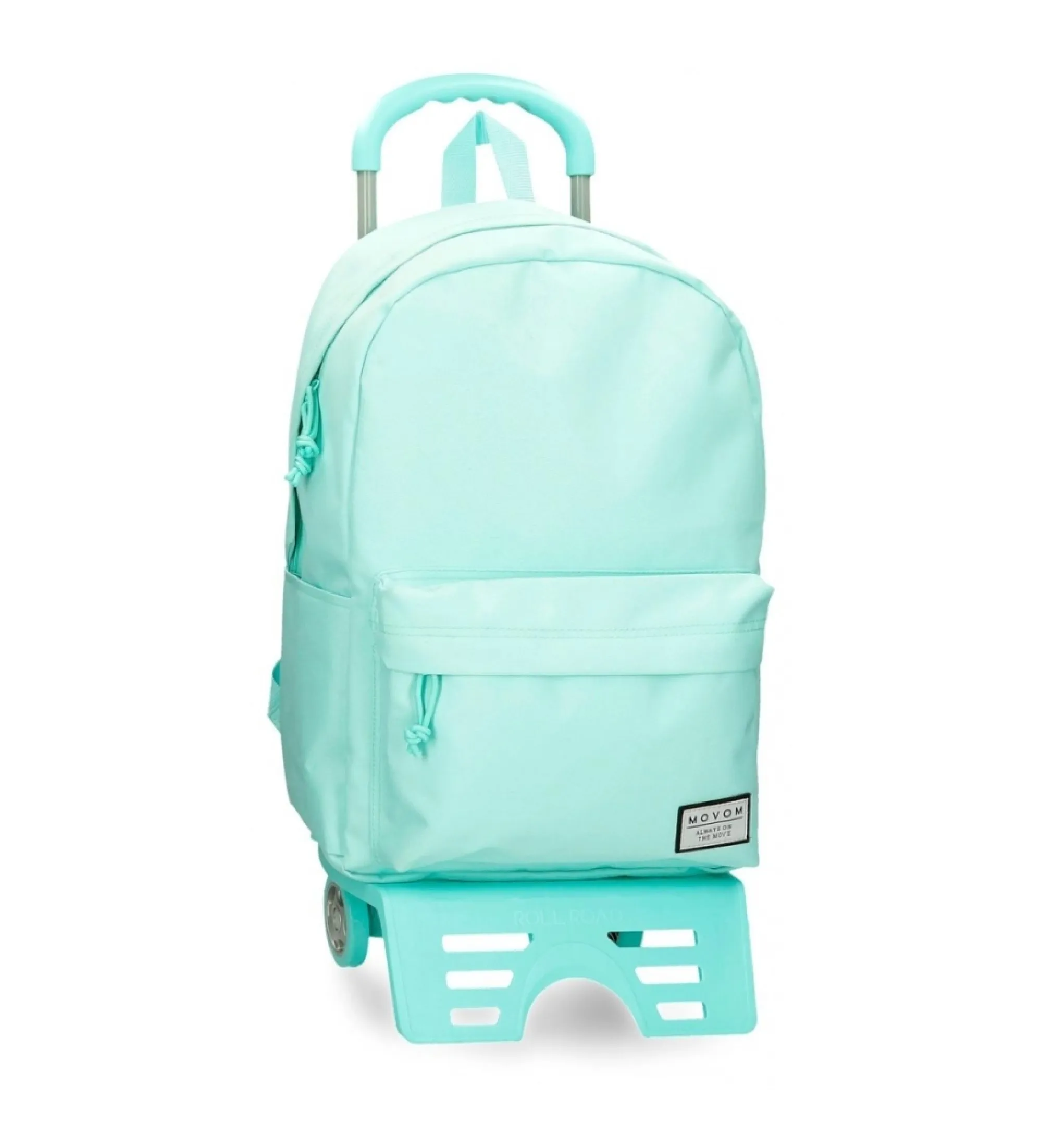 Mochila escolar Movom Always on the move 44 cm azul claro con carro