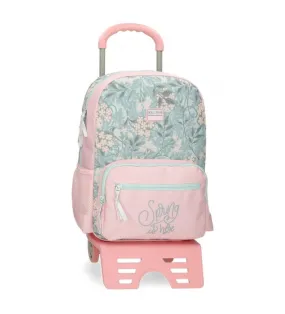 Mochila escolar Roll Road Spring is here 42 cm con carro rosa