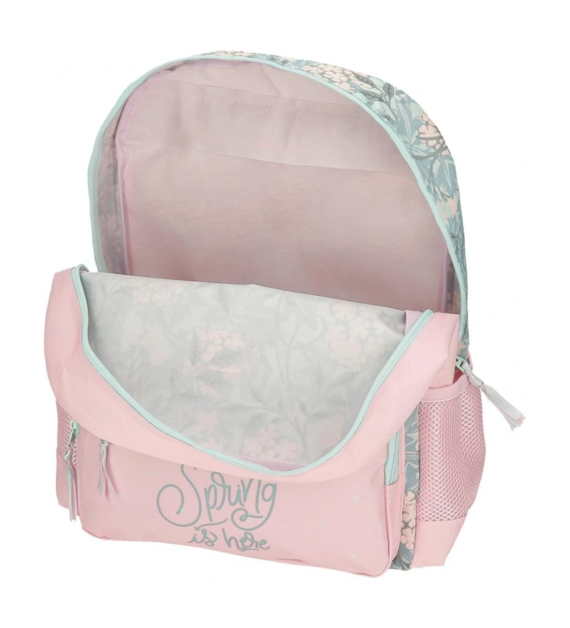 Mochila escolar Roll Road Spring is here 42 cm con carro rosa